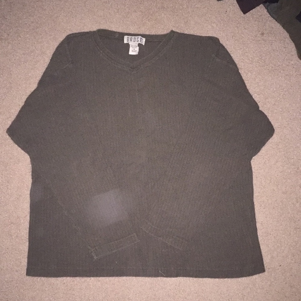 Long sleeve ribbed hunter green v neck long sleeve